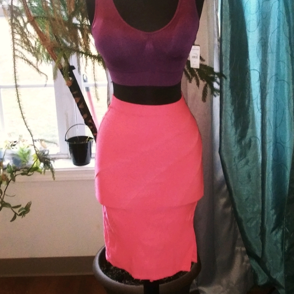 Peach colored pencil skirt